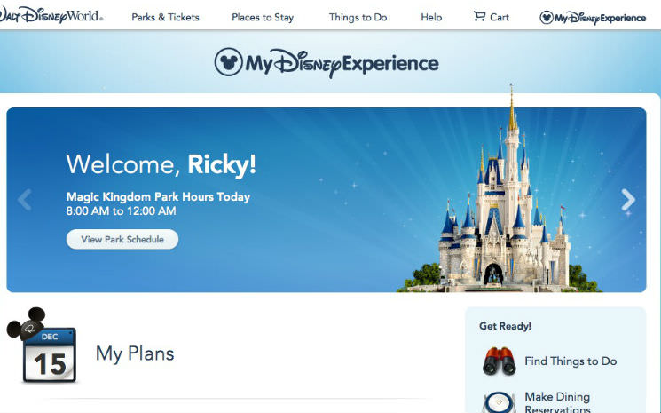 Agendando Fastpass através do aplicativo My Disney Experience