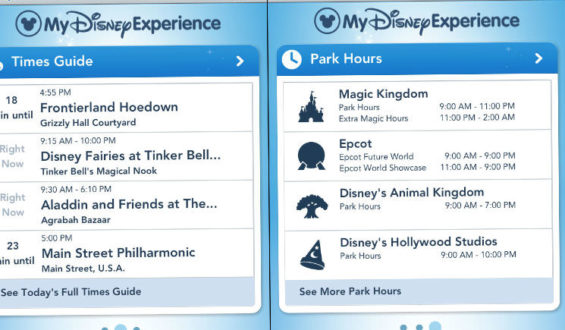 Usando o app My Disney Experience